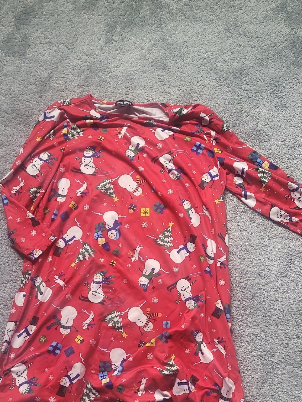 Red Snowman Print Holiday Dress